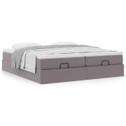 vidaXL Ottoman sängram med madrasser grå 180x200 cm konstläder
