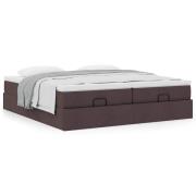 vidaXL Ottoman sängram med madrasser mörkbrun 180x200 cm tyg