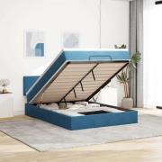 vidaXL Ottoman sängram med madrass mörkblå 140x190 cm sammet