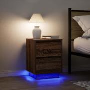 vidaXL Sängbord med LED-lampor 2 st brun ek 38x34x50 cm