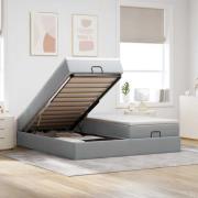 vidaXL Ottoman sängram med madrasser ljusgrå 160x200 cm tyg