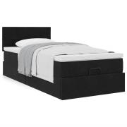 vidaXL Ottoman sängram med madrass svart 90x200 cm sammet