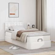 vidaXL Ottoman säng med madrass vit 100x200 cm konstläder