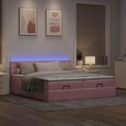 vidaXL Ottoman sängram med madrasser rosa 180x200 cm sammet