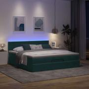 vidaXL Ottoman sängram med madrass mörkgrön 160x200 cm sammet