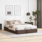 vidaXL Ottoman sängram utan madrass brun 140x190 cm konstläder
