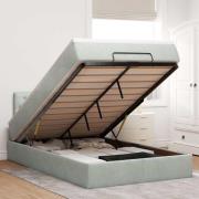 vidaXL Ottoman sängram med madrass ljusgrå 120x200 cm sammet