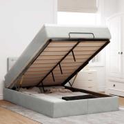 vidaXL Ottoman säng med madrass ljusgrå 120x190 cm sammet