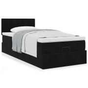 vidaXL Ottoman sängram med madrass svart 100x200 cm sammet