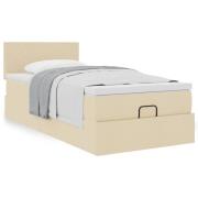 vidaXL Ottoman säng med madrass gräddvit 100x200 cm tyg