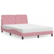 vidaXL Bed with Mattress Pink 120x200 cm Velvet