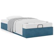 vidaXL Ottoman sängram utan madrass mörkblå 90x190 cm sammet