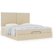 vidaXL Ottoman sängram med madrass gräddvit 160x200 cm tyg