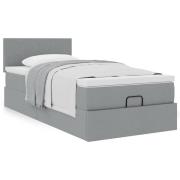 vidaXL Ottoman säng med madrass ljusgrå 100x200 cm tyg