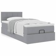 vidaXL Ottoman säng med madrass ljusgrå 90x200 cm tyg