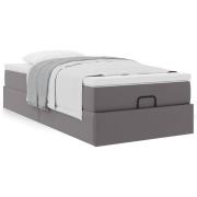 vidaXL Ottoman sängram med madrass grå 90x200 cm konstläder