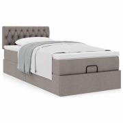 vidaXL Ottoman säng med madrass taupe 100x200 cm tyg