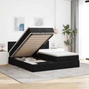 vidaXL Ottoman sängram med madrasser svart 160x200 cm sammet