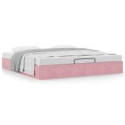 vidaXL Ottoman sängram utan madrass rosa 180x200 cm sammet