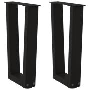 vidaXL Soffbordsben V-formade 2 st svarta 38x(42-43,3) cm stål