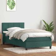 vidaXL Ramsäng med madrass mörkgrön 100x210 cm sammet