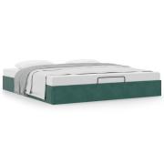 vidaXL Ottoman sängram utan madrass mörkgrön 160x200 cm sammet