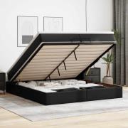 vidaXL Ottoman sängram med madrasser svart 200x200 cm konstläder