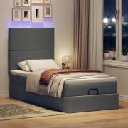vidaXL Ottoman sängram med madrass mörkgrå 100x200 cm tyg