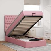 vidaXL Ottoman sängram med madrasser rosa 90x200 cm sammet