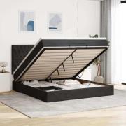 vidaXL Ottoman sängram med madrasser svart 160x200 cm sammet