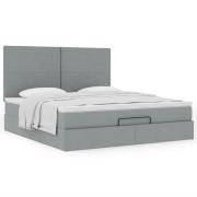 vidaXL Ottoman sängram med madrass ljusgrå 180x200 cm tyg