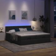 vidaXL Ottoman sängram med madrasser svart 200x200 cm tyg
