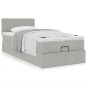 vidaXL Ottoman sängram med madrass ljusgrå 90x200 cm sammet