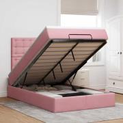 vidaXL Ottoman sängram med madrasser rosa 120x190 cm sammet