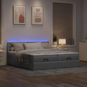 vidaXL Ottoman sängram med madrasser ljusgrå 200x200 cm tyg