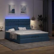 vidaXL Ottoman sängram med madrasser blå 200x200 cm tyg