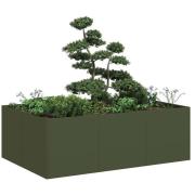 vidaXL Planteringskärl olivgrön 120x80x40 cm stål