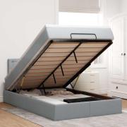 vidaXL Ottoman säng med madrass ljusgrå 120x200 cm tyg