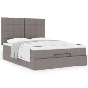 vidaXL Ottoman sängram med madrass taupe 140x200 cm tyg