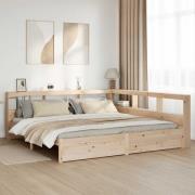 vidaXL Säng med bokhylla utan madrass 180x200cm massiv furu