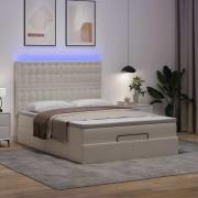 vidaXL Ottoman sängram med madrass vit 140x200 cm konstläder
