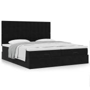 vidaXL Ottoman sängram med madrasser svart 200x200 cm sammet