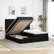 vidaXL Ottoman sängram med madrasser svart 200x200 cm sammet