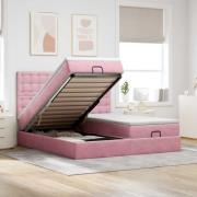 vidaXL Ottoman sängram med madrasser rosa 180x200 cm sammet