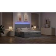 vidaXL Ottoman sängram med madrasser ljusgrå 200x200 cm tyg