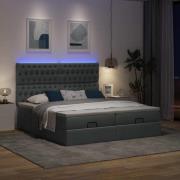 vidaXL Ottoman sängram med madrasser mörkgrå 200x200 cm tyg