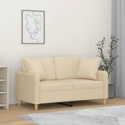 vidaXL 2-sits soffa med prydnadskuddar gräddvit 120 cm tyg