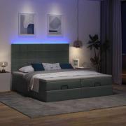 vidaXL Ottoman sängram med madrasser mörkgrå 200x200 cm tyg