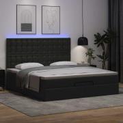 vidaXL Ottoman sängram med madrass svart 180x200 cm konstläder
