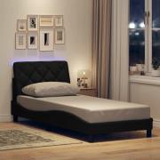 vidaXL Sängram med LED utan madrass svart 80x200 cm tyg